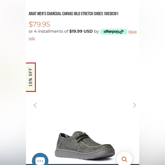 Ariat mens charcoal canvas hilo stretch shoes - Picture 5 of 6